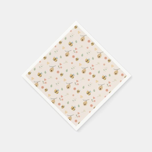 小さな赤ん坊が途中で、蜂の赤ん坊シャワー スタンダードカクテルナプキン (角)