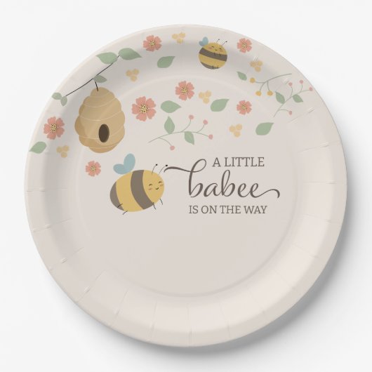 小さな赤ん坊が途中で、蜂の赤ん坊シャワー ペーパープレート (正面)