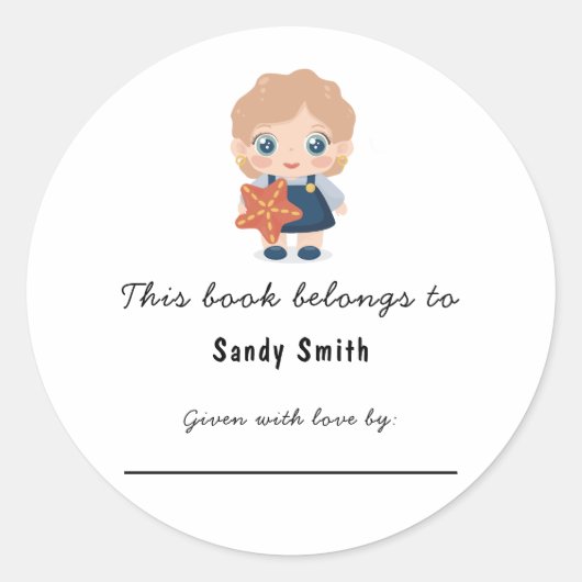 小さな赤ん坊の女の子 – この本はメッセージが属している ラウンドシール (正面)