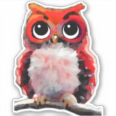 小さな赤フクロウ シール (正面)
