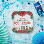 小さな赤メリーちゃんシャワーのクリスマスをテーマにした冬 ペーパープレート (パーティー)