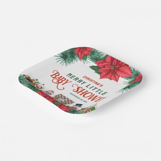 小さな赤メリーちゃんシャワーのクリスマスをテーマにした冬 ペーパープレート (傾斜あり)