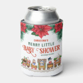 小さな赤メリーちゃんシャワーのクリスマスをテーマにした冬 缶クーラー (缶正面)