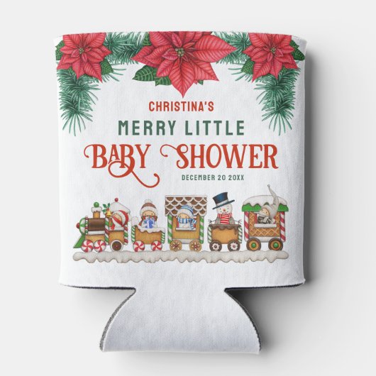 小さな赤メリーちゃんシャワーのクリスマスをテーマにした冬 缶クーラー (裏面)