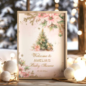 小さな赤メリーちゃんシャワーピンクのクリスマスウェルカム ポスター