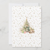 小さな赤メリーちゃんシャワーピンクの金ゴールドクリスマス 招待状 (裏面)