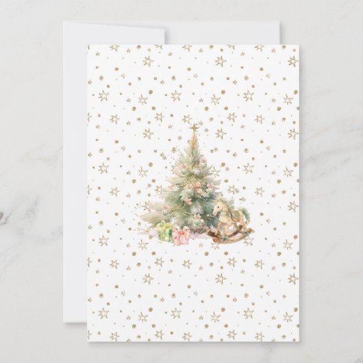 小さな赤メリーちゃんシャワーピンクの金ゴールドクリスマス 招待状 (裏面)