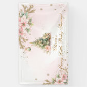 小さな赤メリーちゃんシャワーピンクの金ゴールドクリスマス 横断幕 (縦)