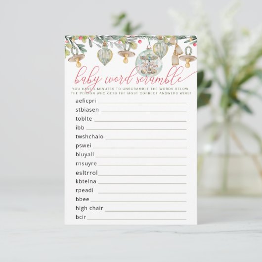小さな赤メリーちゃんシャワーベビー単語スクランブルゲーム エンクロージャーカード (スタンド正面)