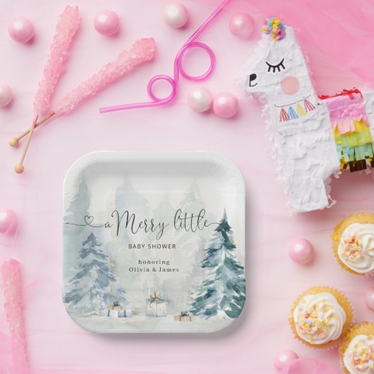 小さな赤メリーちゃんシャワー冬の赤ちゃんシャワー ペーパープレート (パーティー)