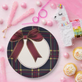 小さな赤メリーちゃんシャワー赤い弓プレイドヴィンテージ ペーパープレート (パーティー)