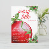 小さな赤メリーちゃんシャワー赤い緑の弓 招待状 (スタンド正面)