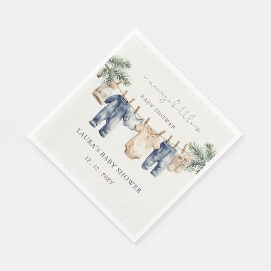 小さな赤メリーちゃんシャワーChristmas Boy Shower スタンダードランチョンナプキン (角)