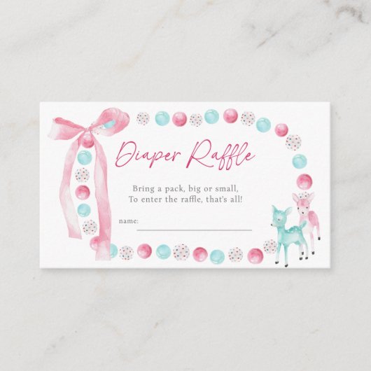 小さな赤メリーちゃん女の子シャワーおむつラッフル エンクロージャーカード (正面)