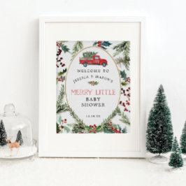 小さな赤メリートラック赤ちゃんシャワー歓迎サイン ポスター