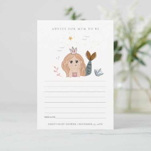 小さな赤面人魚の母親の赤ちゃんシャワーのための助言 エンクロージャーカード (スタンド正面)