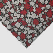 小さな赤、白と灰色の花のパターンの切り離し 薄葉紙 (詳細)