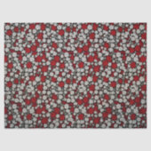 小さな赤、白と灰色の花のパターンの切り離し 薄葉紙 (正面)
