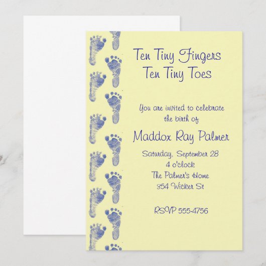 小さな足の指10本 招待状 (正面/裏面)