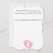 小さな足の赤ちゃん女の子のシャワー招待状 招待状 (裏面)