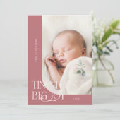 小さな足指の大きな喜びピンクの写真の誕生のお知らせ 案内状 (スタンド正面)