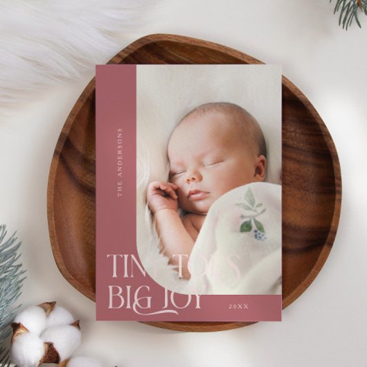 小さな足指の大きな喜びピンクの写真の誕生のお知らせ 案内状