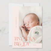 小さな足指の大きな喜び桃の写真誕生のお知らせ 案内状 (正面)