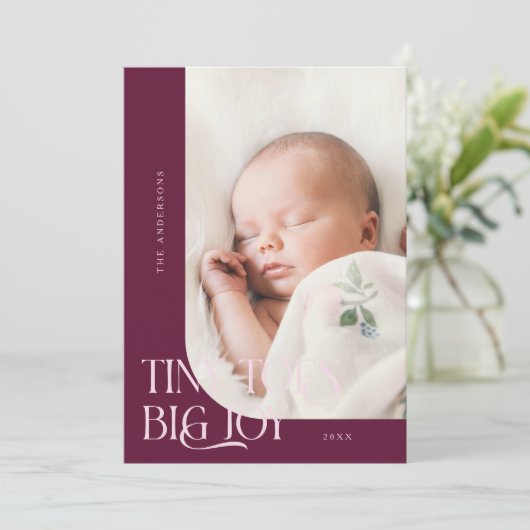 小さな足指ビッグジョイクランベリーフォト誕生 案内状 (スタンド正面)