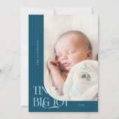 小さな足指ビッグジョイティール(緑がかった色)写真誕生 案内状 (正面)