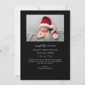 小さな足指ビッグジョイブラックフォト誕生 案内状 (裏面)