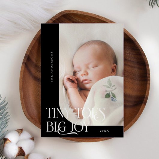 小さな足指ビッグジョイブラックフォト誕生 案内状