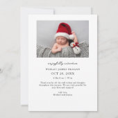 小さな足指大きな喜び白い写真誕生のお知らせ 案内状 (裏面)