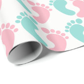 小さな足跡ベビーがシャワーパーティーを明らかにする ラッピングペーパー (ロールコーナー)