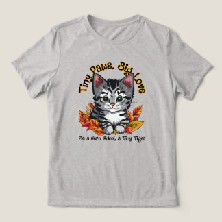 小さな足、大きな愛(子猫を採用) トライブレンドTシャツ