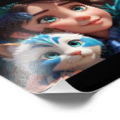 「小さな足、大きな愛：彼女の毛皮の友人と女の子」 フォトプリント            (角)