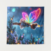 小さな輝くクリスマスの妖精がファンタジーを点灯 タペストリー (正面(横))