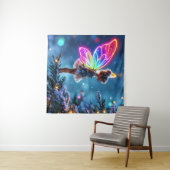 小さな輝くクリスマスの妖精がファンタジーを点灯 タペストリー (インサイチュ(横))