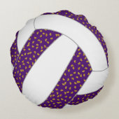 小さな輝くハート女子バレーボール任意の色 ラウンドクッション (裏面)
