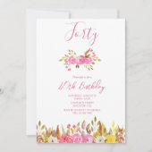 小さな輝く誕生日パーティーの花 招待状 (正面)