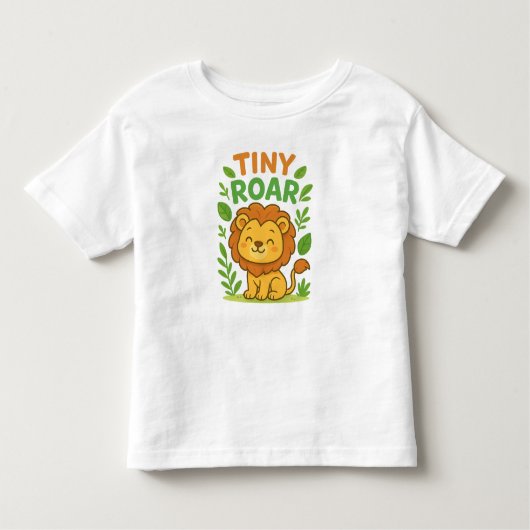 小さな轟音の漫画のライオンかわいい子供のTシャツ トドラーTシャツ (正面)