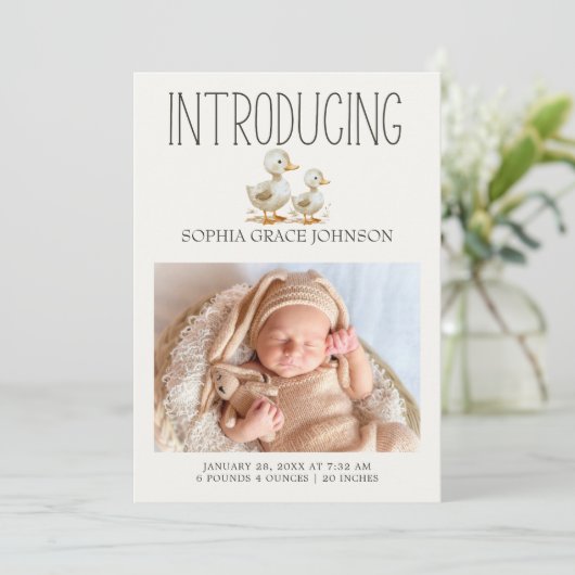 小さな農場のぬいぐるみ動物 赤ちゃんのお知らせ 招待状 (スタンド正面)