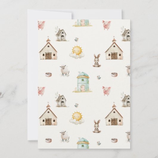 小さな農場の子供部屋動物の車で赤ちゃんシャワー 招待状 (裏面)