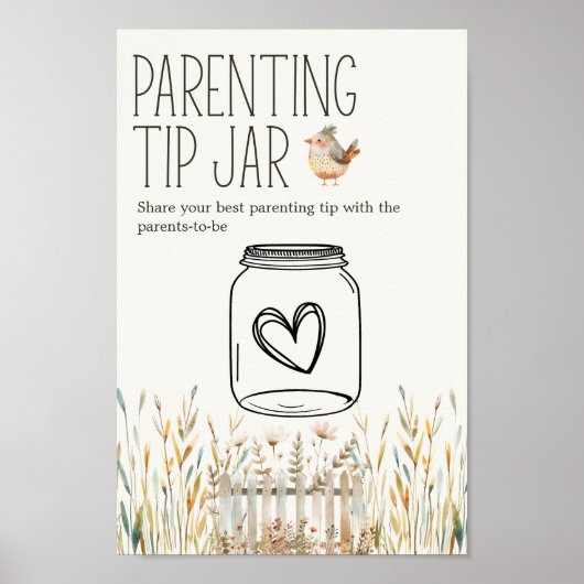小さな農場の赤ちゃんシャワー子育てヒントの瓶のサイン ポスター (正面)