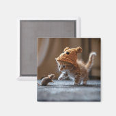 小さな遊ネズミで子猫を マグネット (正面/裏面)