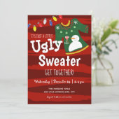 小さな醜いセーターがクリスマスパーティー 招待状 (スタンド正面)