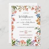 小さな野の花がやってくる！ベイビーシャワー 招待状 (正面/裏面)