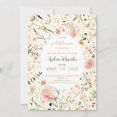 小さな野の花が咲く ベイビーシャワーパーティー 招待状 (正面)