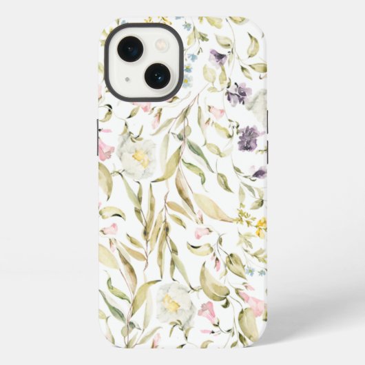 小さな野の花の植物図案フラワーズ iPhoneケース (裏面)