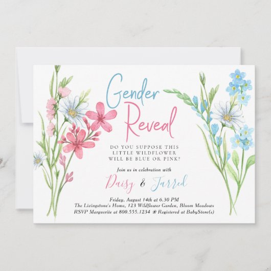 小さな野の花は性別を明らかにすると思う 招待状 (正面)