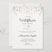 小さな野の花 ティニーコーラル ティール ベイビーガール シャワー 招待状 (正面)